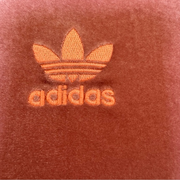 Adidas Pink (salmon color) Crewneck Sweatshirt & Velvet Accents Size Small - Picture 9 of 9